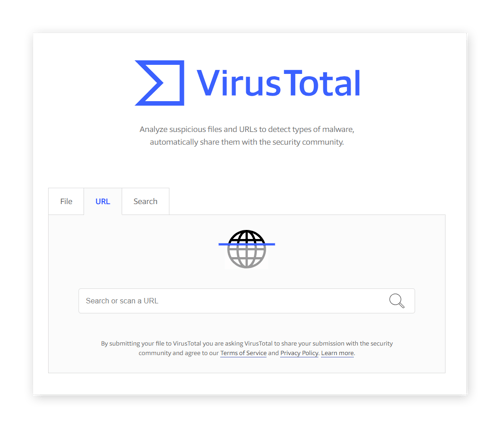 VirusTotal将扫描网址是否存在威胁。